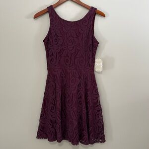 Altar’d State lace overlay racer back dress in plum size medium